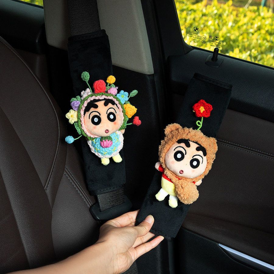 Authentic Crayon Shin-Chan Cartoon Car Seatbelt Shoulder Pad Flower Doll Car Interior Accessory