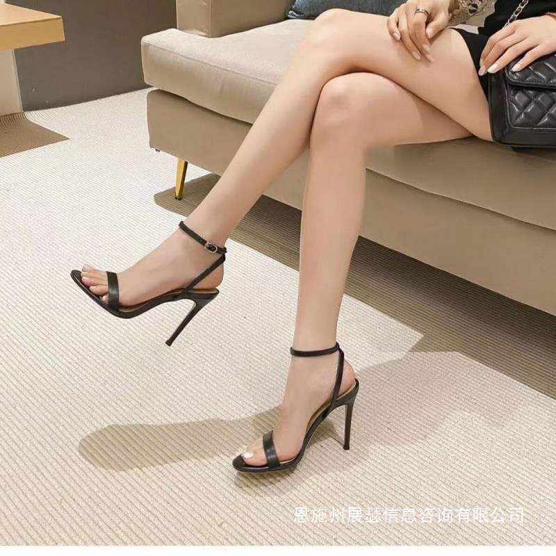 Summer Fashion Open-Toe High-Heeled Women's 2025 Shoes with Back Strap Sandals, Stiletto Heel, One-Line Buckle Strap High-Heeled Sandals for Women