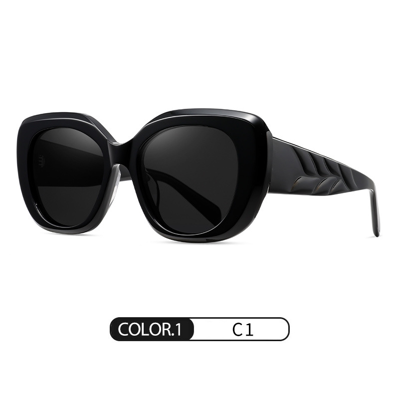 Gafas de sol de montura grande con sentido premium para mujeres europeas y americanas S32121 Gafas de sol polarizadas con placa anti-ultravioleta de tendencia retro