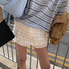 現物の甘い減齢ケーキレースパンツ2025夏の女性の純色が痩せて快適で優しいスカートパンツ
