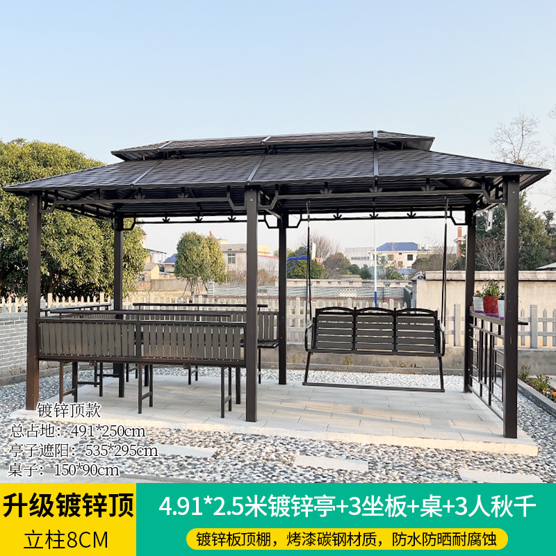 Pabellón al aire libre techo galvanizado pabellón tienda de campaña villa patio jardín terraza punto escénico ocio sombrilla gran cobertizo