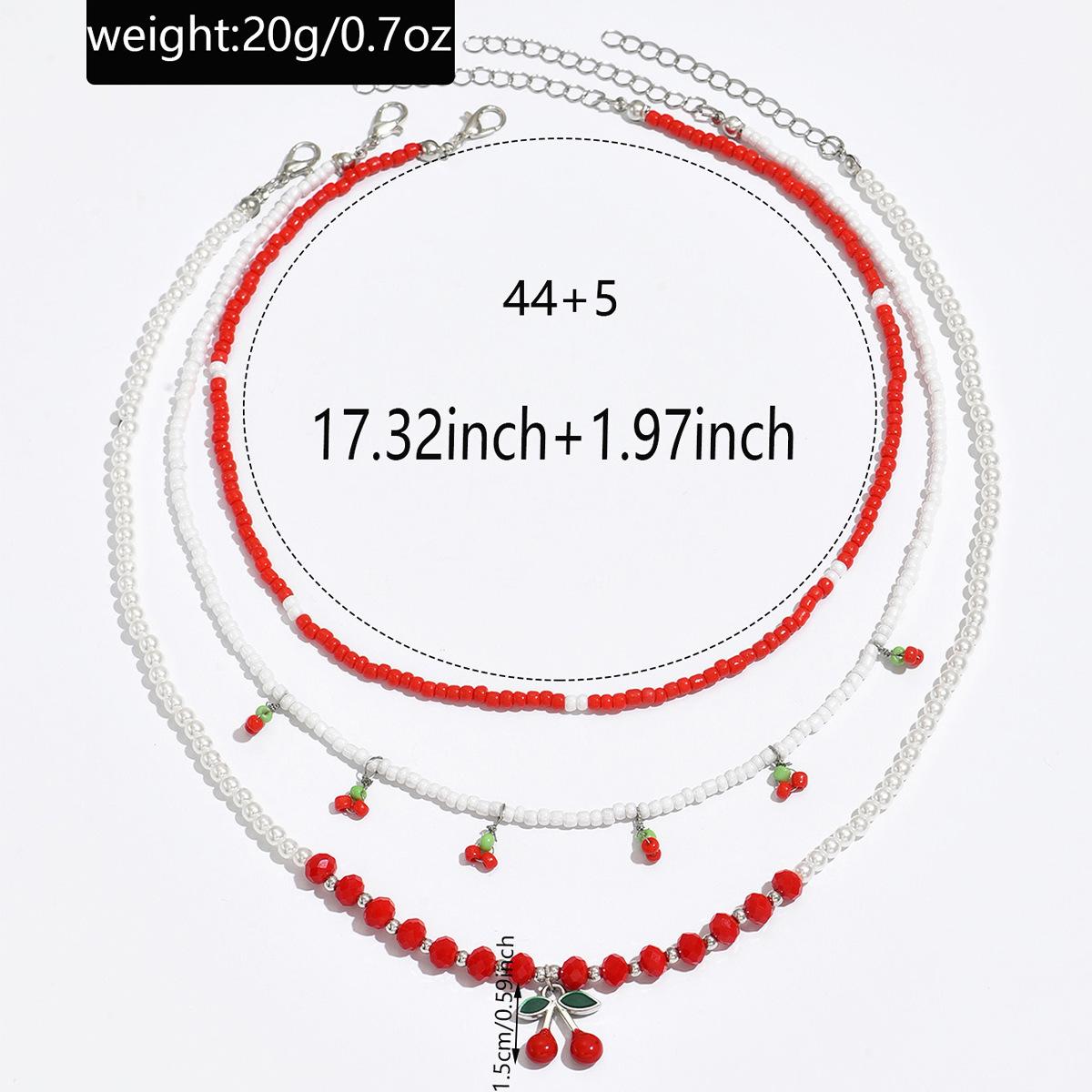 Fashion New Beautiful Cherry Set Multi-Layer Stacking Design Summer Fresh Rice Bead Chain Accessory_voghion.com