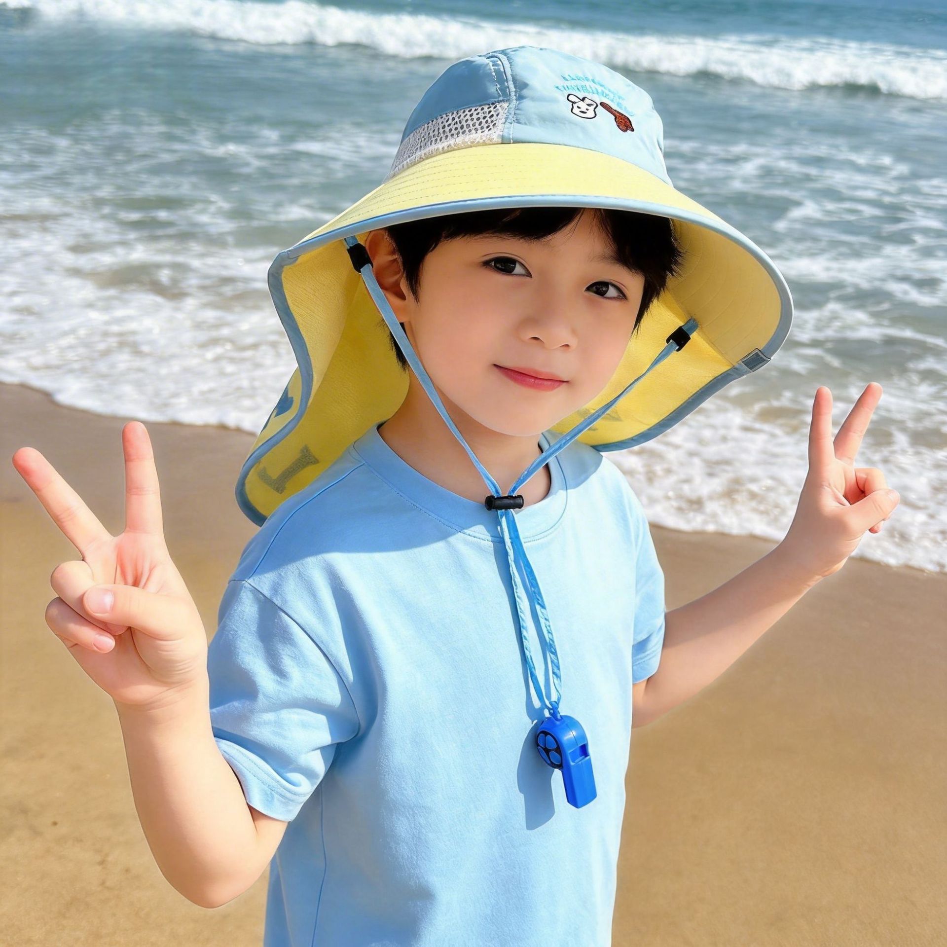 Sombrero de sol para niños con protección nuca contra uv_voghion.com