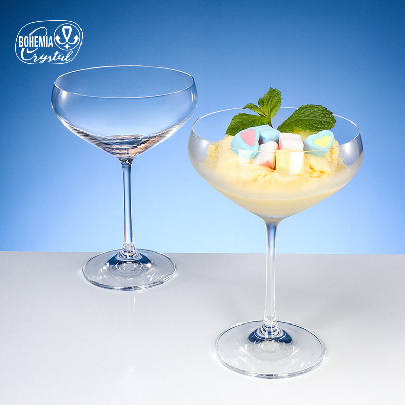 Fabricantes personalizados de vidrio de cristal helado bolos de postre sin plomo engrosado se pueden imprimir LOGO helado yogur bolos al por mayor