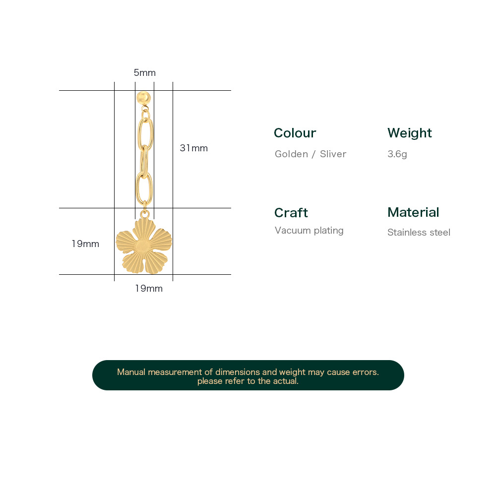 Daily Occasion Real Gold Plated Geometric 304 Stainless Steel Waterproof Non Tarnish Earrings
