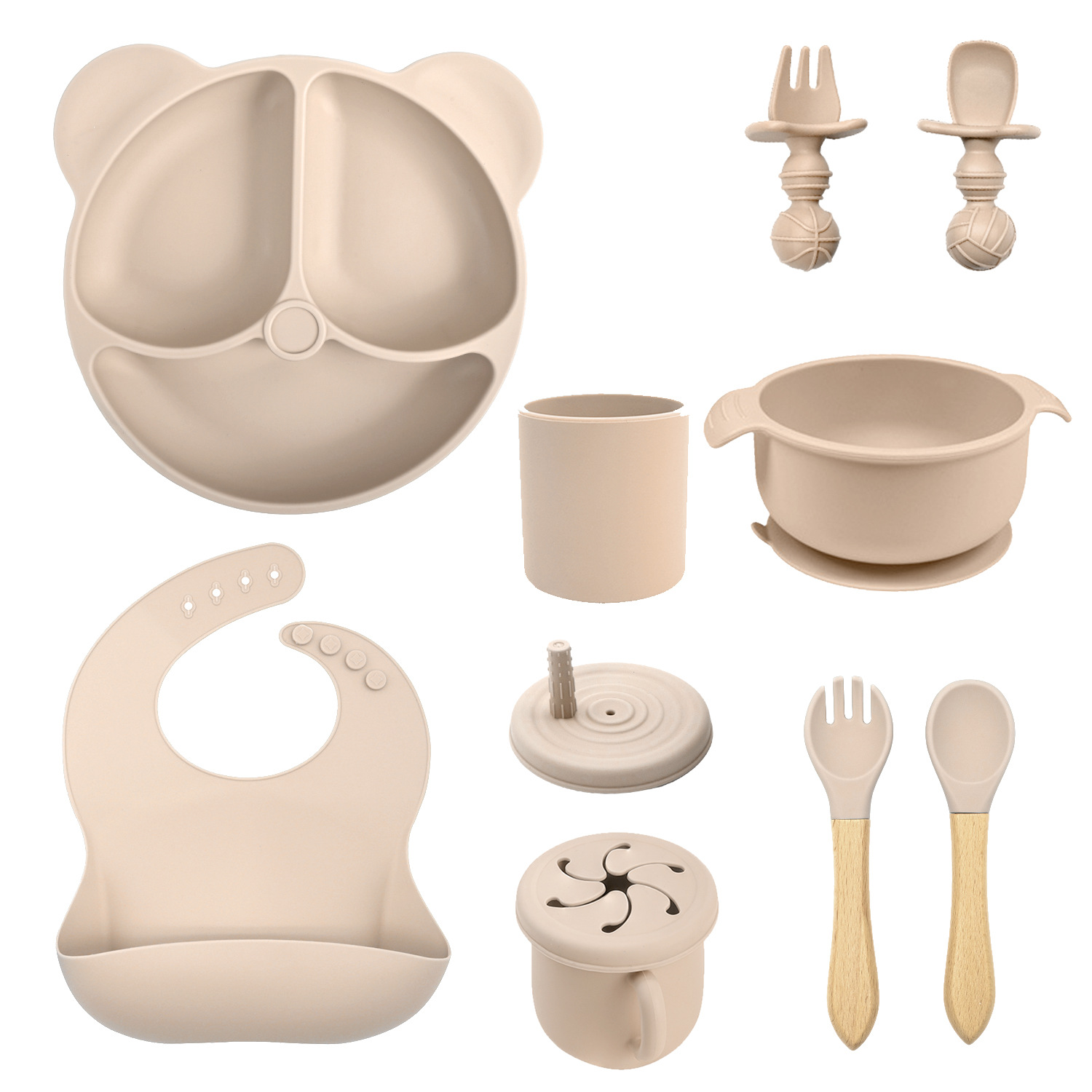 Placa de comedor para bebés silicona ventosas integradas placas de alimentos suplementarios para bebés placas divididas placas de alimentos suplementarios placas de cubierta para niños set de alimentación de cubiertos