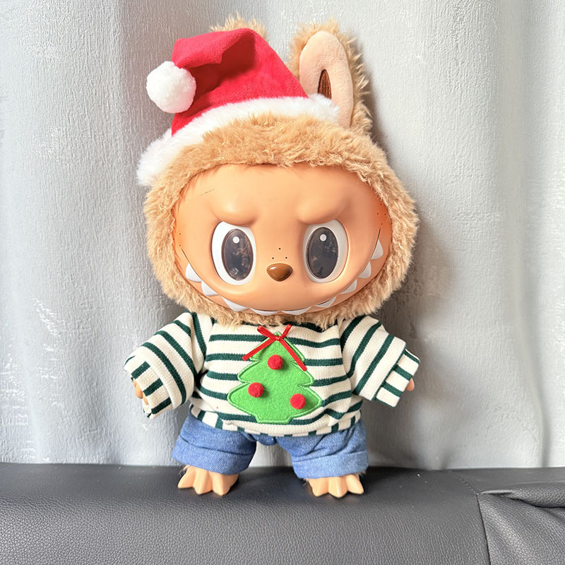 Ropa de muñeca de peluche de vinilo Labubu de 38cm para ropa de muñeca La Bu Time to Chill