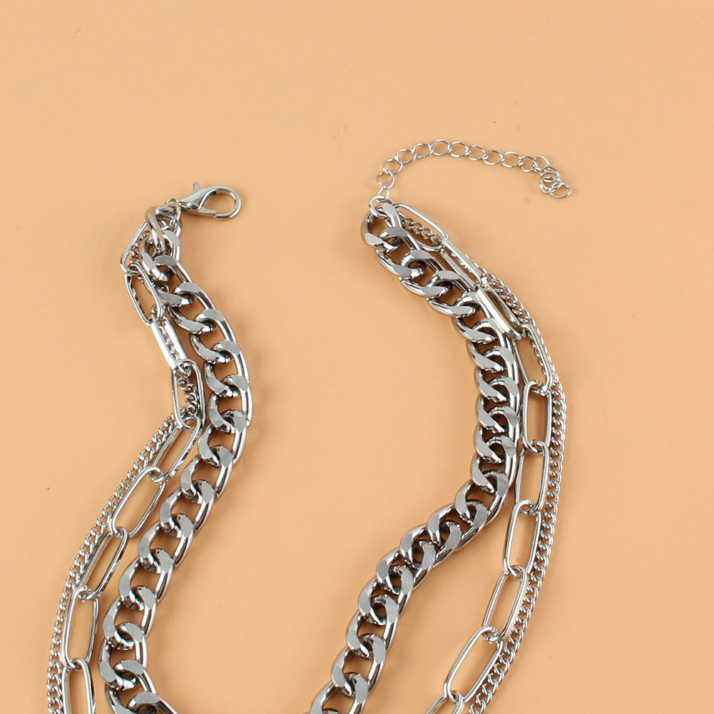 wholesale punk thick chain cross pendant multilayer necklace Nihaojewelry