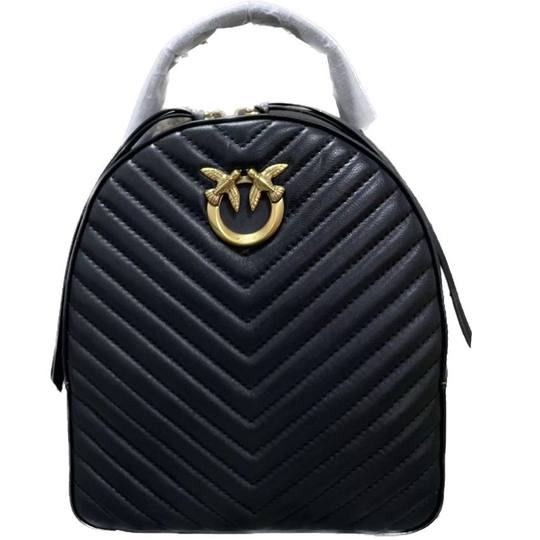 Light Luxury Pinko Same Style 24SS Women Sheepskin Backpack Quilted Herringbone Swallow Bag Backpack Leather Bag