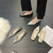 韓版設計感小眾平底鞋法式復古瑪麗珍鞋2022年春季鴛鴦鞋女鞋子