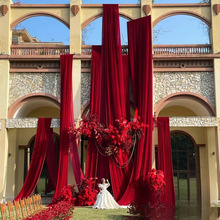 红色布幔婚礼户外活动会议布置婚庆吊顶周岁装饰牛奶丝弹力布