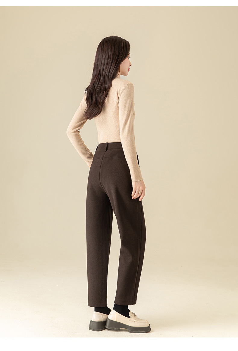 Quần culottes nữ ống rộng cạp cao chất liệu tơ tằm len dáng chéo chéo mùa thu đông — Angola đỏ chi tiết 22