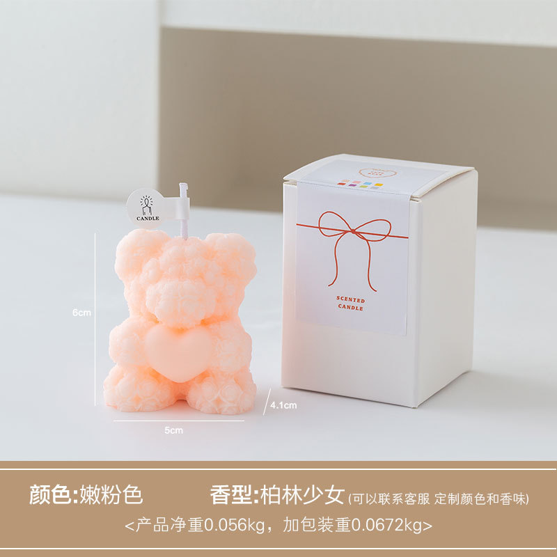 Love Rose Bear Velas de aromaterapia Lindo Festival de Tanabata Regalos creativos Atmósfera de aromaterapia Recuerdos Adornos decorativos