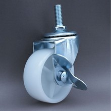 1.5寸白pp万向轮带刹车轮子晾衣架尼龙家具脚轮静音轮双轮