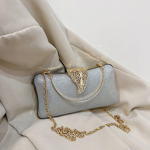 Evening bag European and American ladies handbag banquet chain crossbody bag dress evening dress women's bag gold leaf lock shoulder bag women