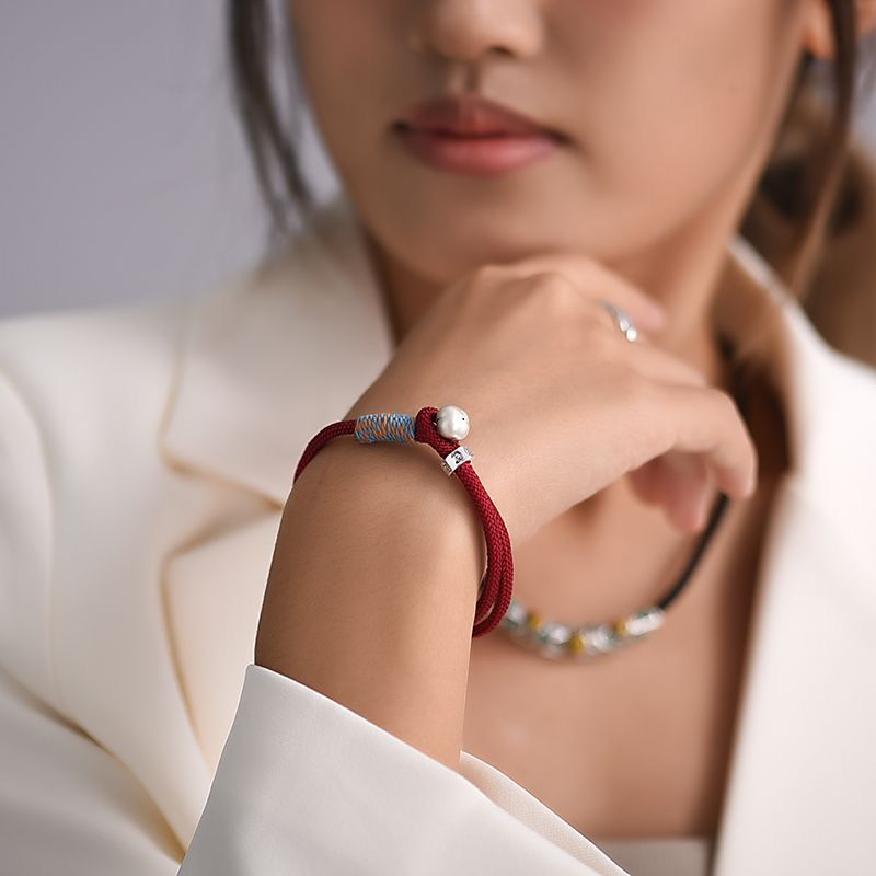 Year of the Snake Red Rope New Chinese Style Persimmon Ruyi Bracelet for Men and Women, Fashionable National Style Zodiac Year Woven Red Bracelet