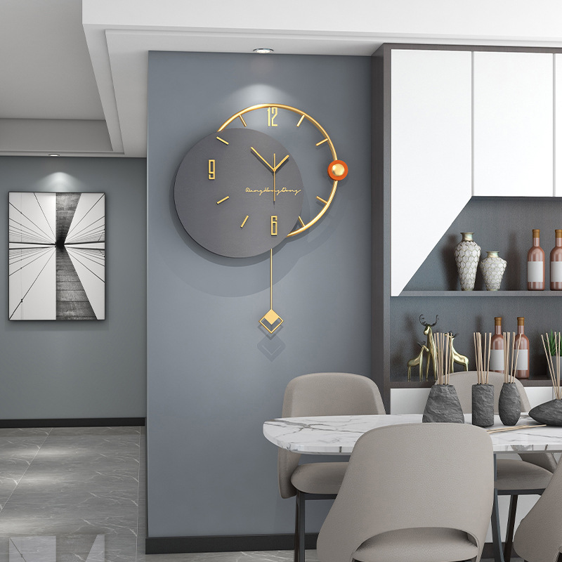 Reloj de pared moderno y accesorio de lujo para sala de estar, decoración sencilla de alta gama para el hogar, reloj silencioso, reloj creativo sin perforaciones para colgar en la pared
