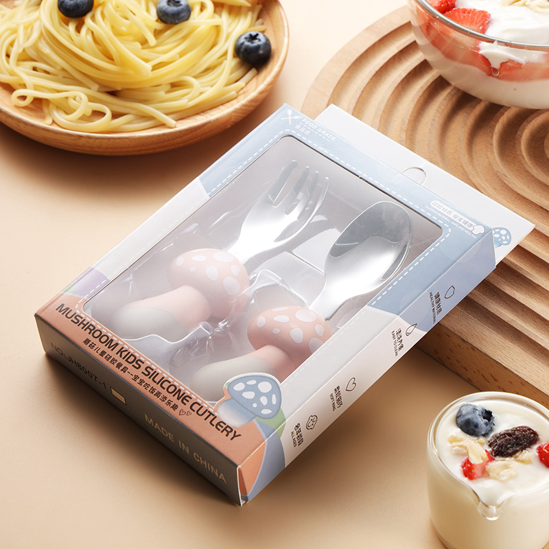 핑크 버섯★포크와 스푼 세트 [컬러박스 포장]