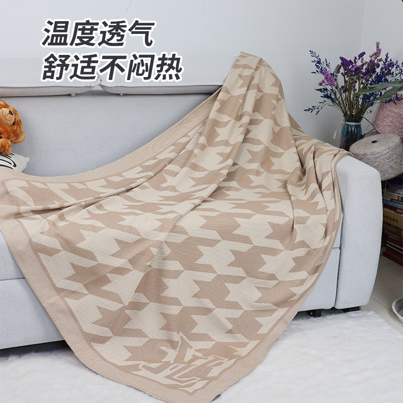 高级感毯子欧美午睡毯长款聚酯纤维千鸟格头等舱航空毯毛毯-阿里巴巴