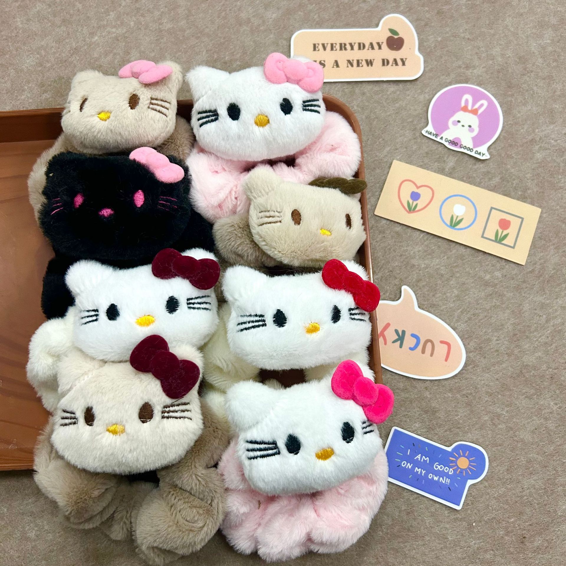 Dulce lindo peluche kt felino círculo de intestino grueso estudiante dulce felina elás negro rosa chica joyería de cabello cabello cabello