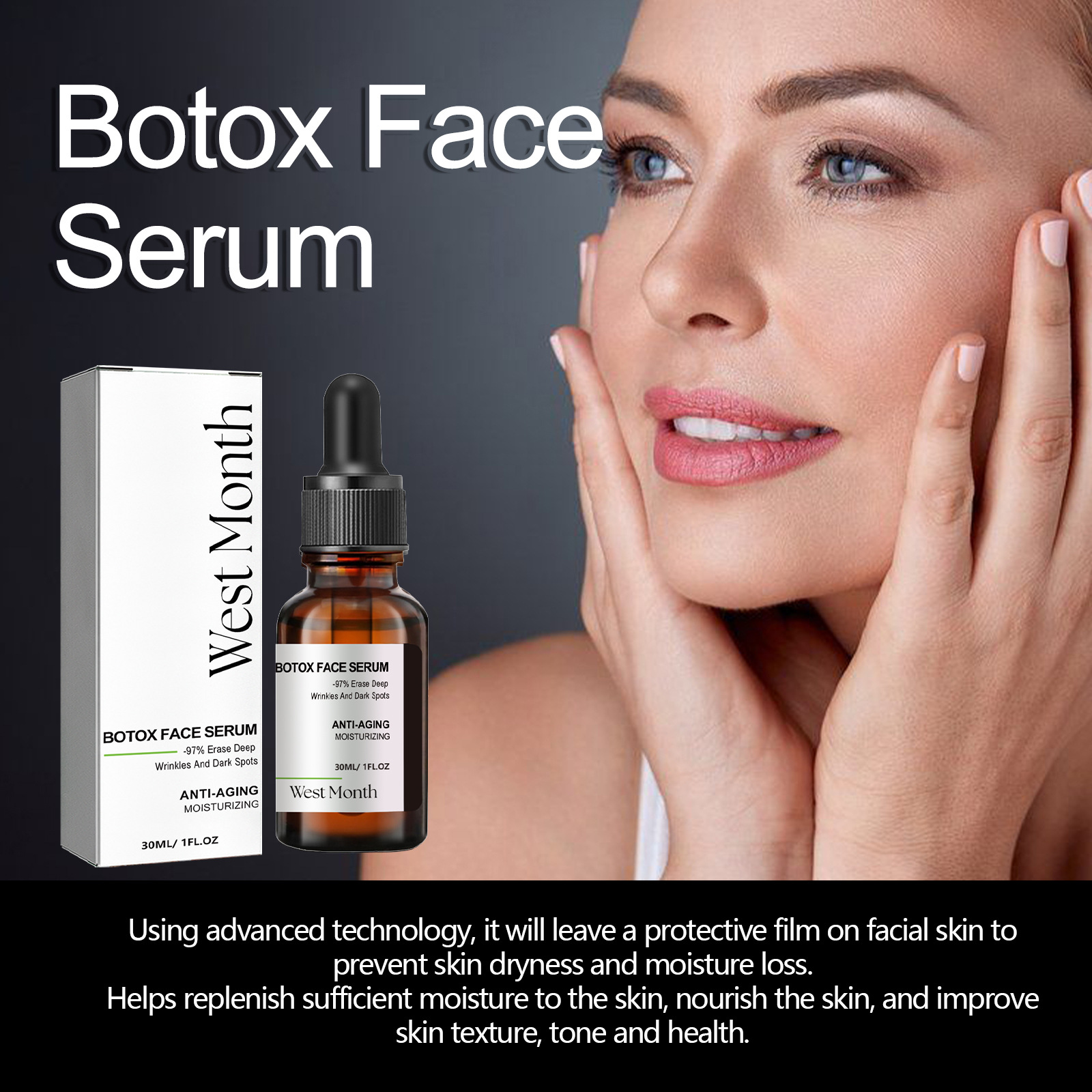 West Month Firming and Lifting Facial Essence, Fading Nasolabial Folds, Hydrating and Firming Skin, Anti-Aging Essence