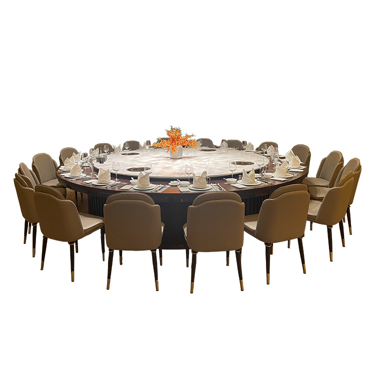 Hotel eléctrico gran mesa redonda 15 personas 20 personas girando mesa de comedor automática Restaurante Hotel manual mesa de comedor Mesa Redonda grande