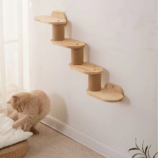 Wooden Wall Hanging Cat Nest Home Wall Jumping Platform Sisal Cat Grab Column Wooden Four Seasons Universal Cat Climbing Rack