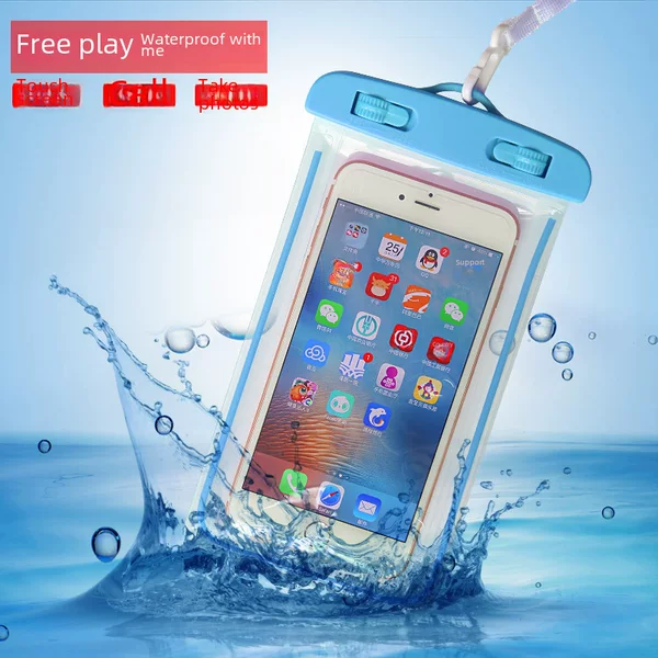 Large Luminous Mobile Phone Waterproof Bag Transparent PVC Touchscreen Beach Waterproof Case Outdoor Diving Mobile Phone Waterproof Bag