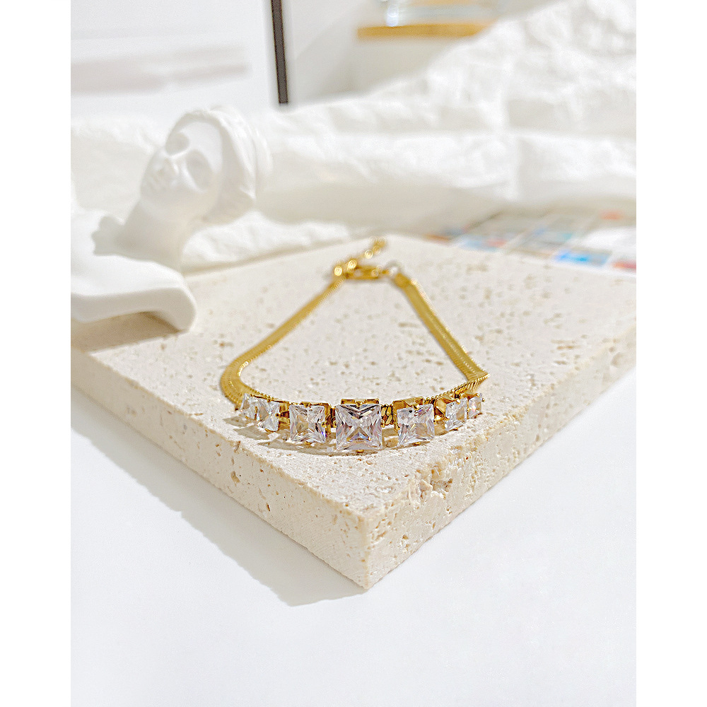 Simple Style Geometric Stainless Steel Inlay Zircon Bracelets 1 Piece