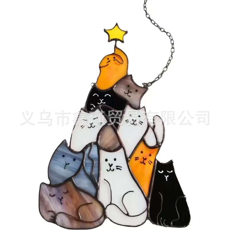 Nuevos productos acrílicos transfronterizos Cat Christmas Tree Suncatcher Ornament Cat Christmas Tree image 5