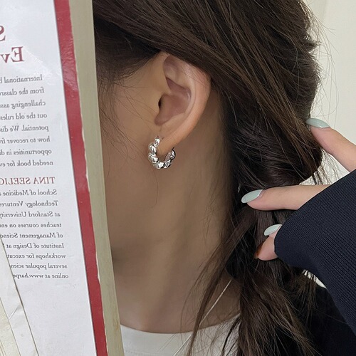S925 Sterling Silver High-end Light Luxury Twist Earrings Niche Design Croissant Earrings Earrings New Unique Earrings