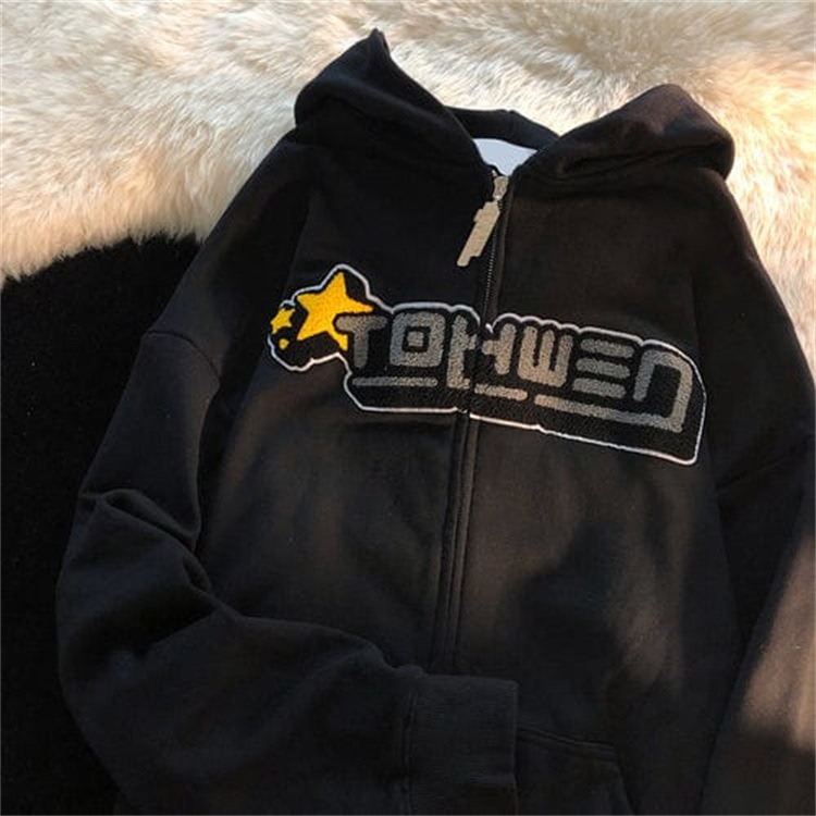Letter Embroidery Hoodie 1
