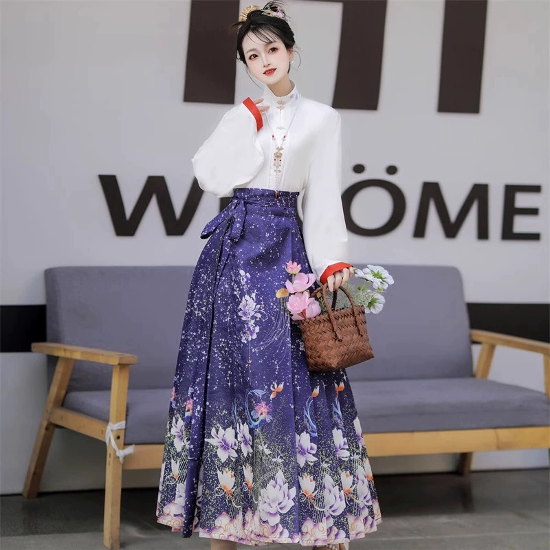 Оригинальный Hanfu женский 2024 новый звездный принт конская юбка