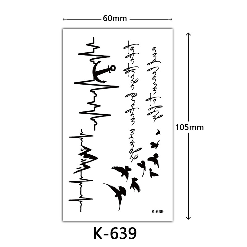 Pequeñas pegatinas de tatuaje frescas letras inglesas flores mariposas líneas de boceto pegatinas de tatuaje impermeables tatuaje