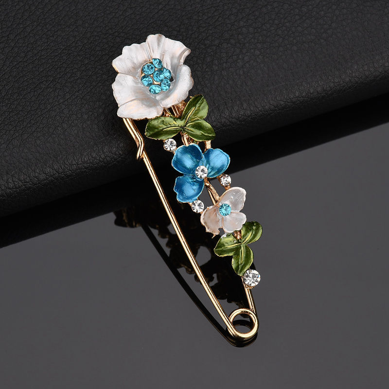 Alloy Material Flower Pattern Elegant Pin Flower Alloy Enamel Inlay Rhinestones Unisex Brooches