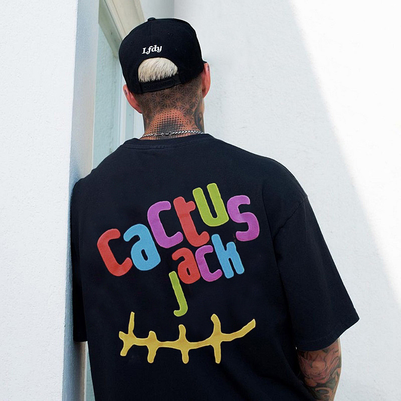 Men's Trendy European and American Style Cactus Jack Kanye Travis Scott Foam Short-Sleeved T-Shirt T-Shirt Men's Trendy European and American Style Cactus Jack Kanye Travis Scott Foam Short-Sleeved T-Shirt T-Shirt