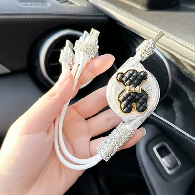 Charger Fast Charging Cigarette Lighter: Mobil şarj cihazları - black-bear-charging-cable-telescopic-three-in-one