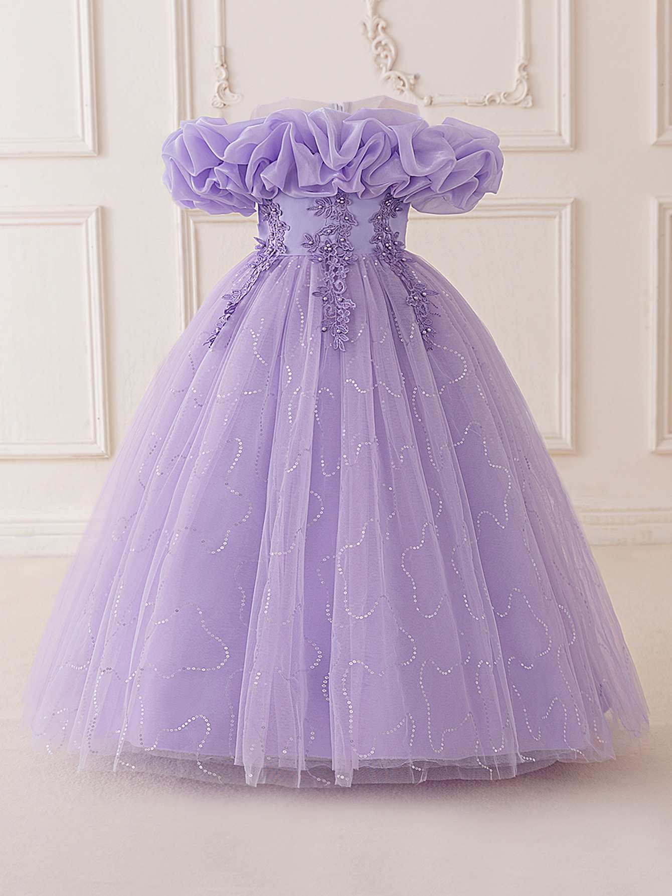 2026 nuevo vestido de niñas vestido de piano vestido vestido de fiesta de cumpleaños vestido vestido vestido de princesa bordada cadena de cuentas