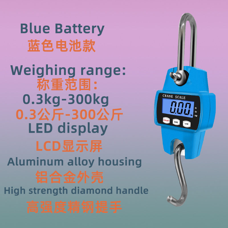 300kg Escala electrónica PEQUEÑA ESCALA colgante escala colgante Electrónica Industrial Escala de gancho colgante de metal en miniatura Escala de gancho colgante portátil