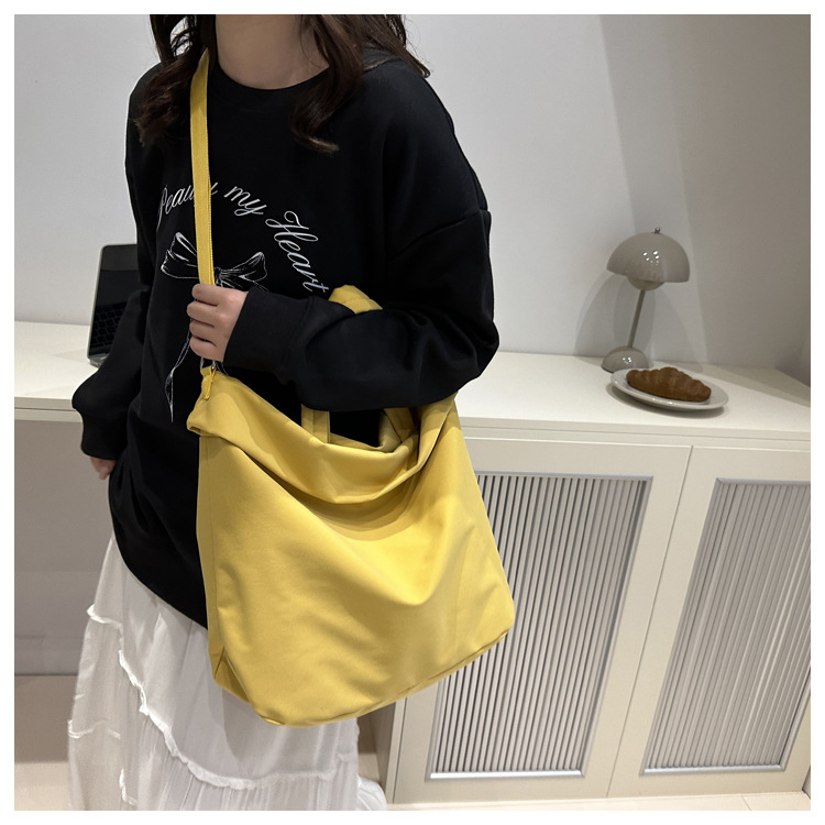 New casual nylon fashion solid color 2024 large-capacity solid color tote canvas crossbody single-shoulder hand-held Tote bag undefined