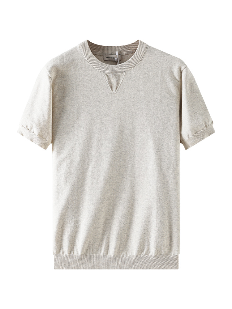 Cross-border hombre cuello redondo simple camiseta de seda de hielo hombre mangas cortas 2026 nuevo verano de alta sensación camiseta de hombre