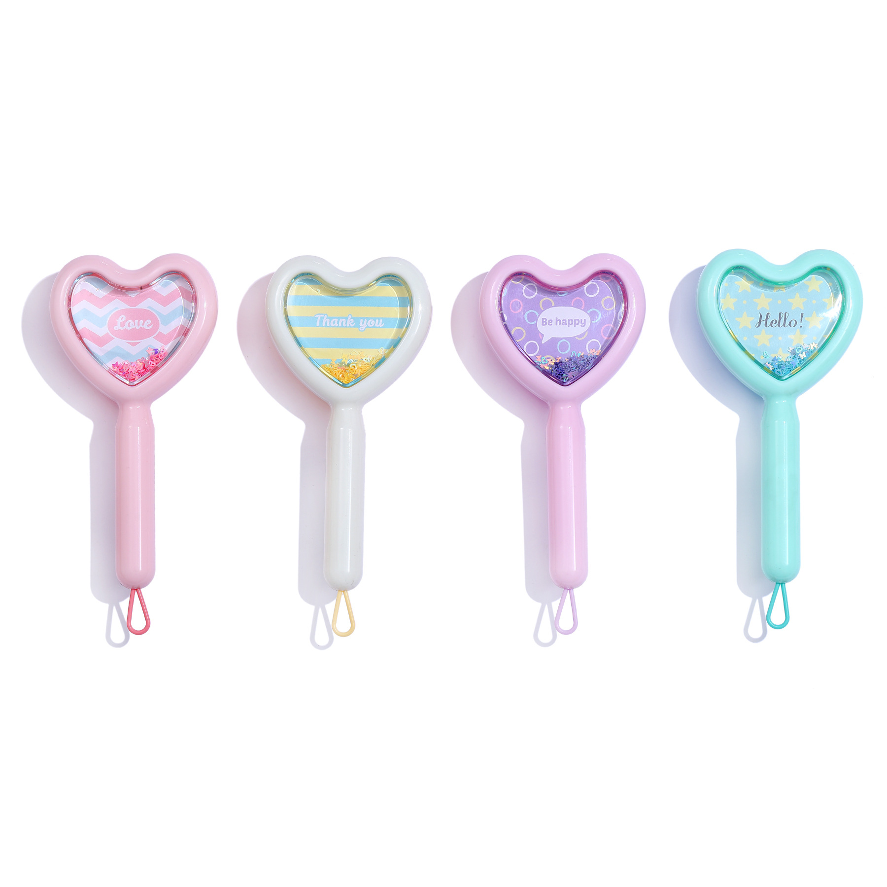 Venta al por mayor transfronteriza en stock nuevo creativo en forma de corazón transparente peine amor brillo lentejuelas dientes largos y cortos portátil viaje peine