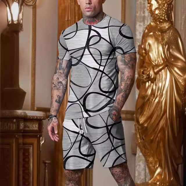 Conjunto de camisetas para hombre y mujer, moda deportiva con estampado Digital 3D, informal, más fácil para combinar, conjunto de dos piezas a la moda, 2024