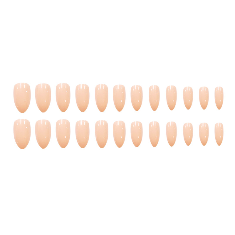 Las mejores ventas transfronterizas de manicuría de almendras largas, polvo desnudo simple y elegante, 24 piezas de parche de uñas terminado.