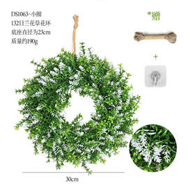 塑料小号兰花草welcome花环亚马逊家居挂饰塑料仿真植物仿真花环