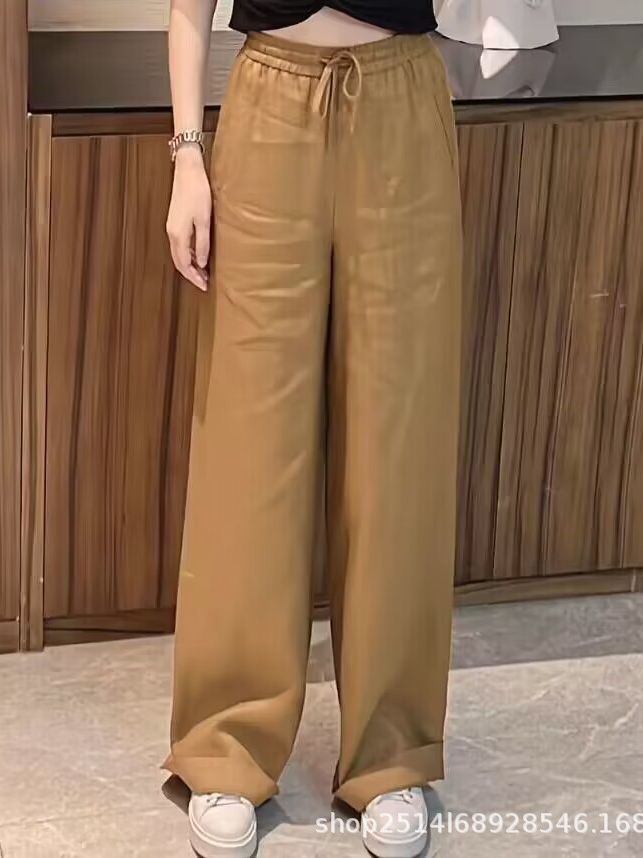Quần culottes nữ ống rộng cạp cao thun lưng chất liệu linen mát mẻ — Màu đen