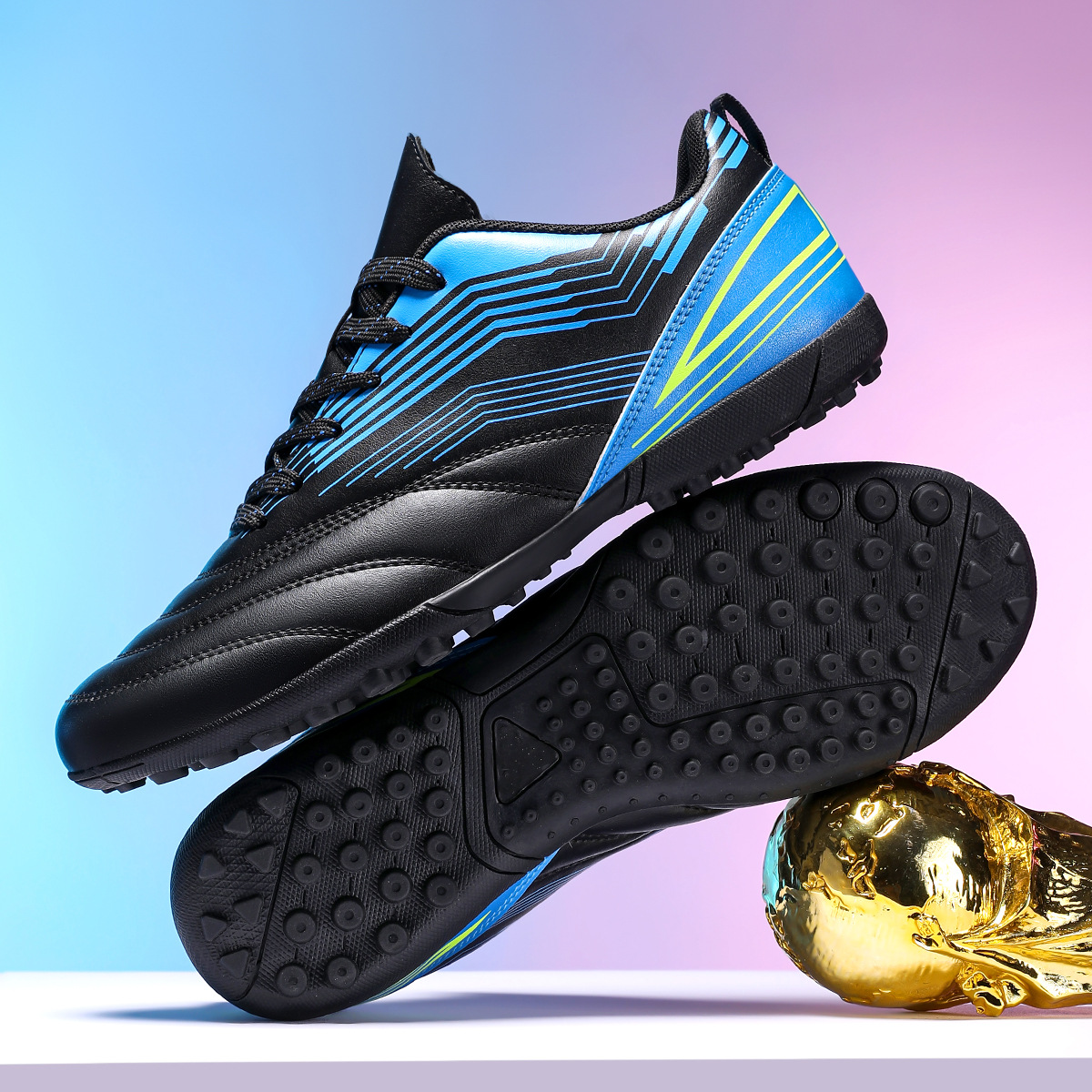 2025 nueva moda transfronteriza zapato de entrenamiento deportivo interior clavos bajos estudiantes fábrica de zapatos de fútbol juvenil