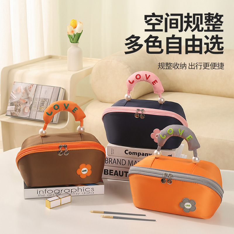 Runhui nueva bolsa cosmética de almohada de perlas bolsa cosmética portátil de gran capacidad bolsa de lavado de viaje de alto valor portátil