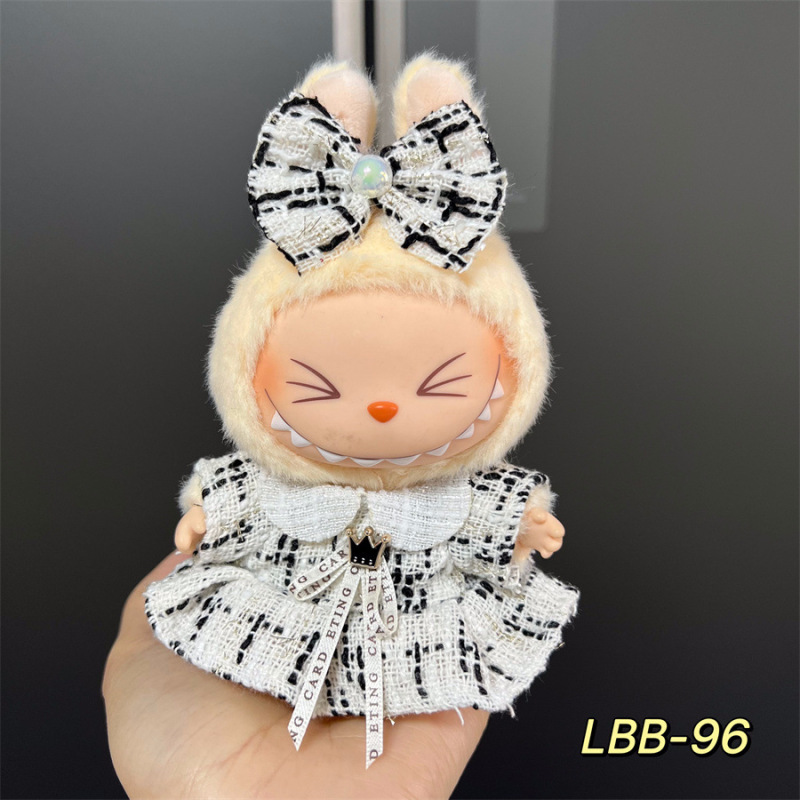 Labubu 着用可能なベビー服ビニールラブブ 17 センチメートル人形かわいいドレスアップカジュアルスーツスカートぬいぐるみ服|undefined