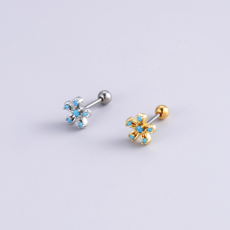 5g Weight Zircon Inlay Material 1 Piece 316L Stainless Steel Copper Zircon Ear Cartilage Rings & Studs Heart Shape Waterproof Non Tarnish Surgical Steel